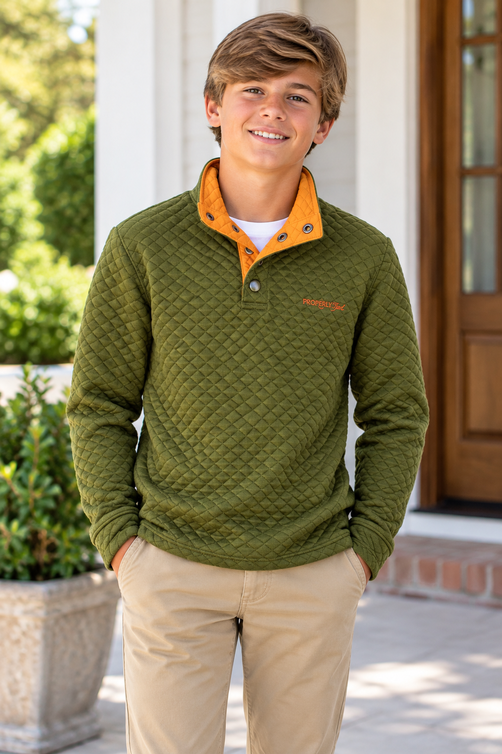 Properly Tied Boys Club Pullover - Olive