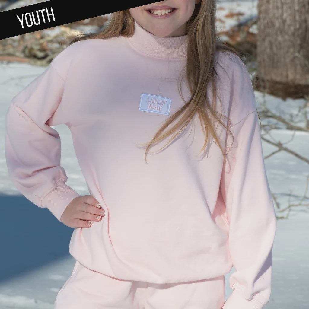 Lulu Mac Youth LS Terry Cloth Top-Lt Pink