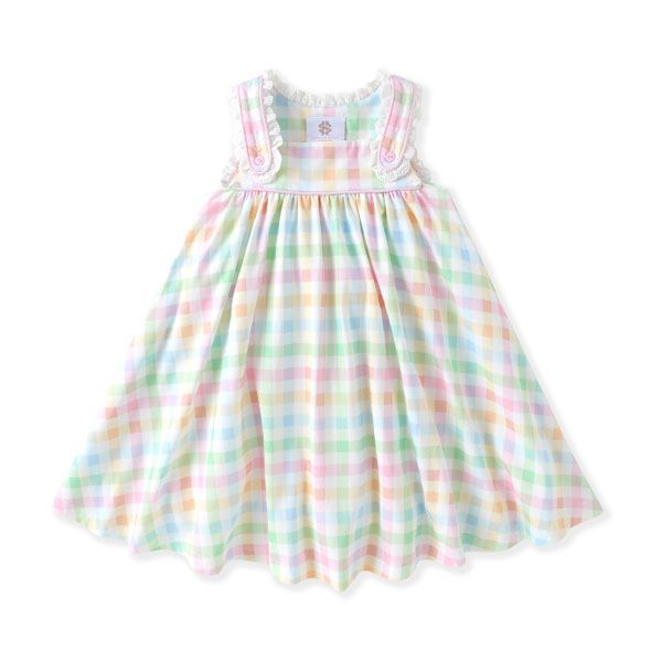 Swoon Baby Pastel Gingham Eyelet Trim Dress