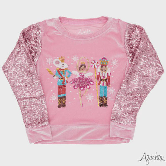 Azarhia Nutcracker Sequin Velvet Sweatshirt