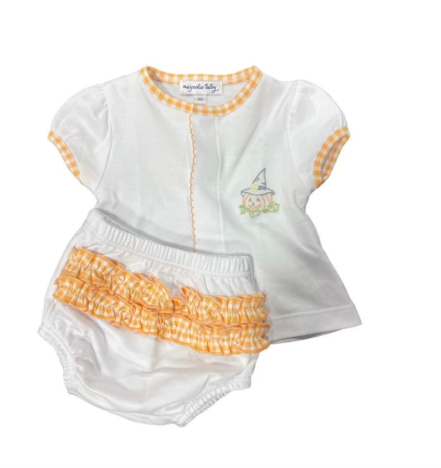 Vintage Jack-O-Lantern Ruffle Diaper Cover Set