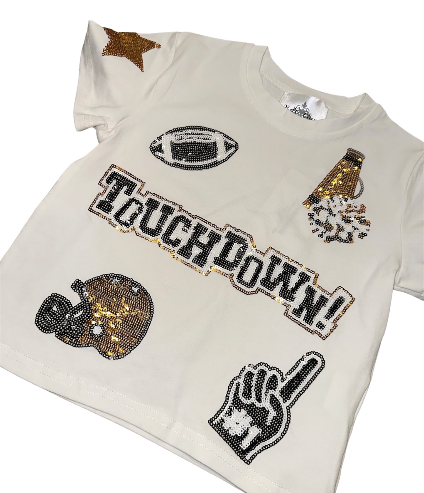 BC Black and Gold Football Collage Sequin Shirt