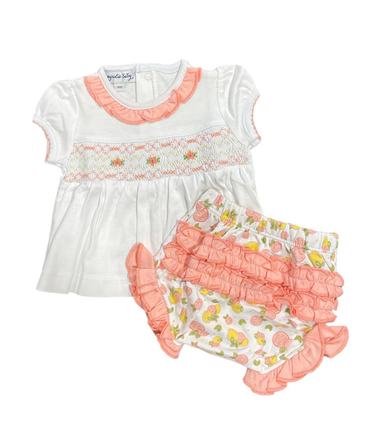 Ruby Red Smocked Printed Diaper Set
