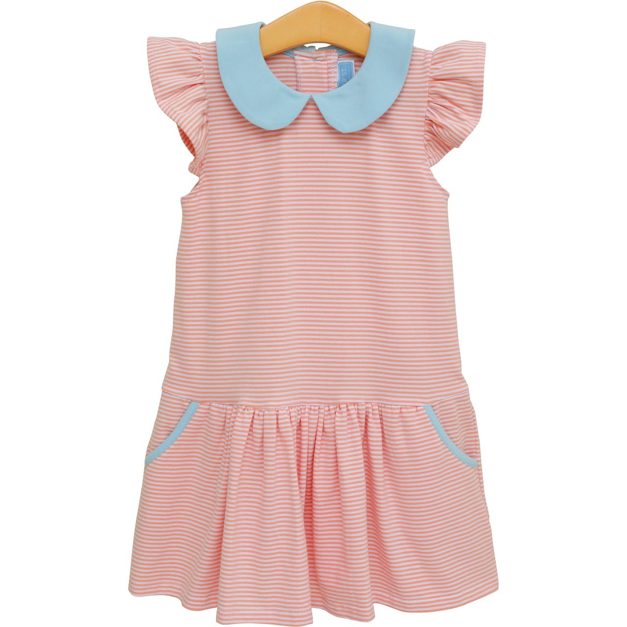 Trotter Street Kids Genevieve Coral Strip/Lt Blue  Dress