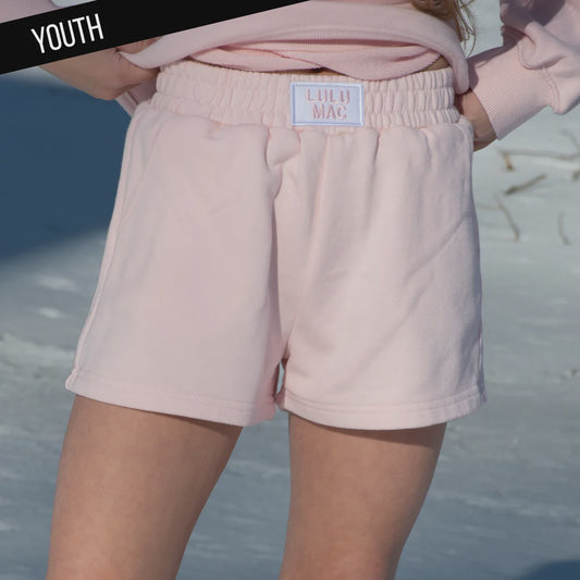Lulu Mac Youth Terry Cloth Shorts - Lt Pink