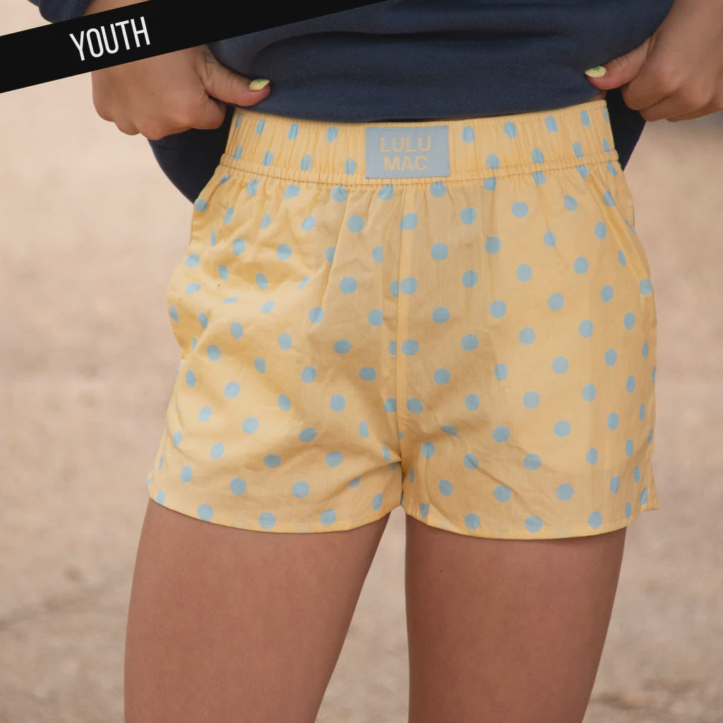 Lulu Mac Polka Dot Shorts - Butter/Lt Blue