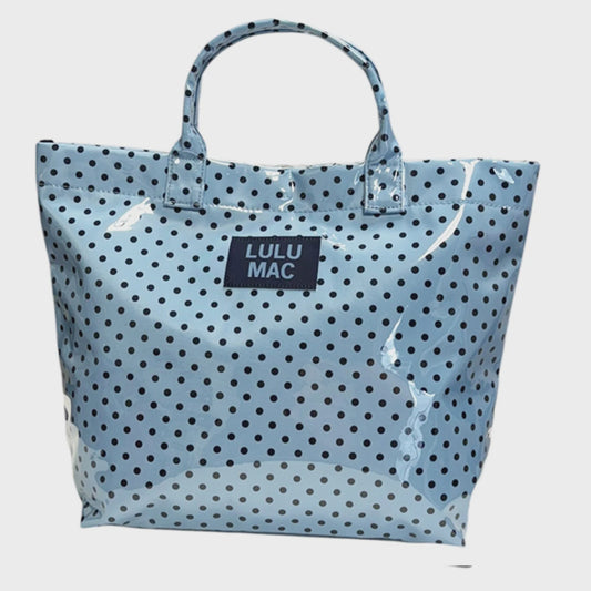 Lulu Mac Tote Bag - Lt Blue/Navy Dot
