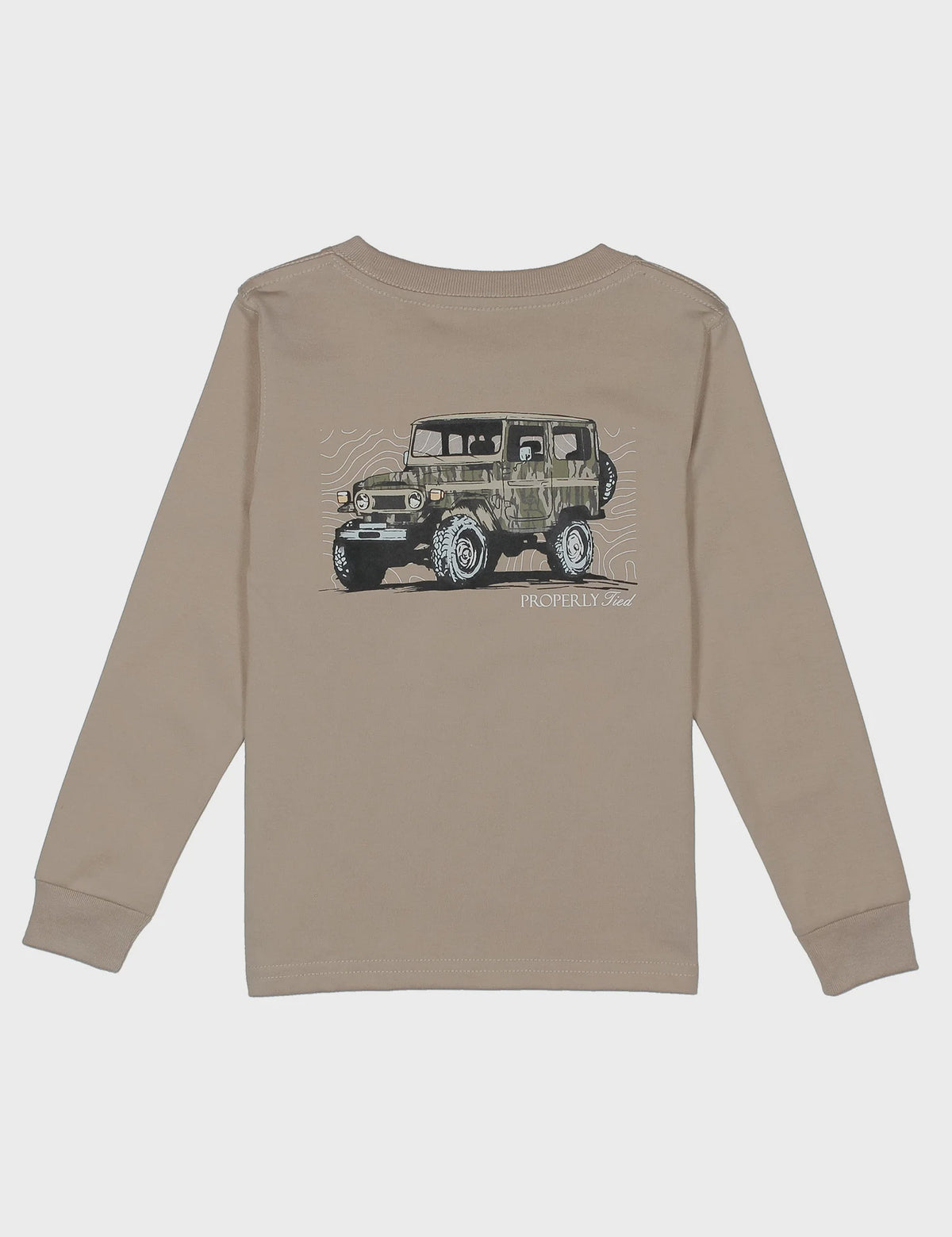 Properly Tied Mossy Oak Topo Cruiser LS Tee - Sand