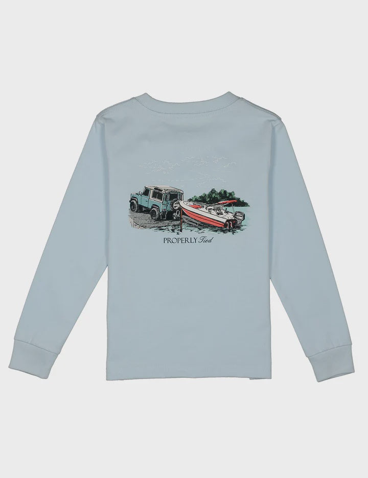 Properly Tied Boys Launch LS Tee - Periwinkle