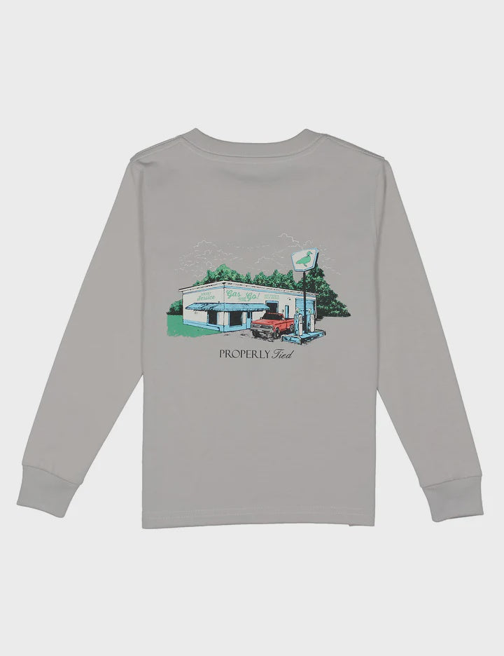 Properly Tied Boys Service Station LS Tee - Ice Grey