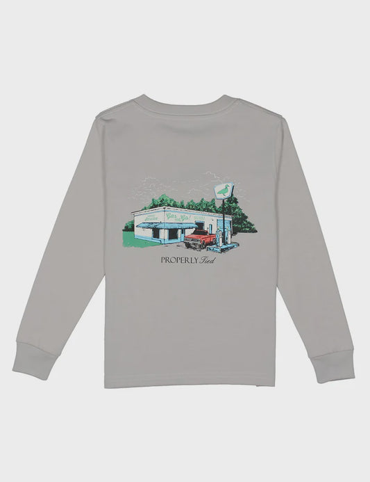 Properly Tied Boys Service Station LS Tee - Ice Grey