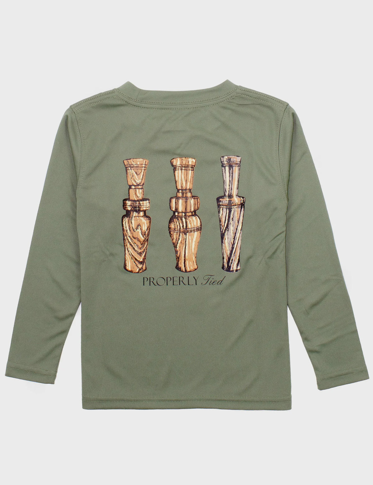 Properly Tied Performance tee LS Duck Calls - Olive