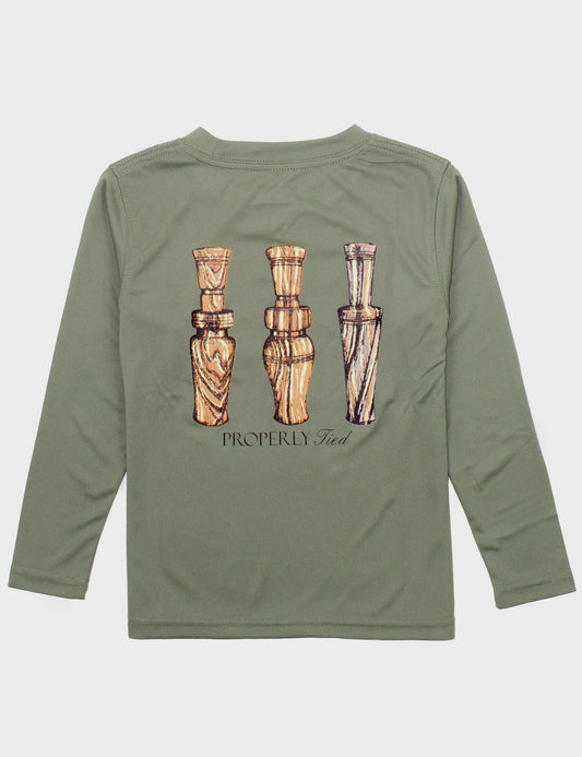 Properly Tied Performance tee LS Duck Calls - Olive