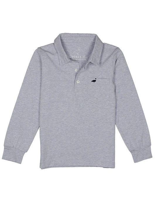 Properly Tied Boys Harrison Pocket Polo LS - Ocean Wave