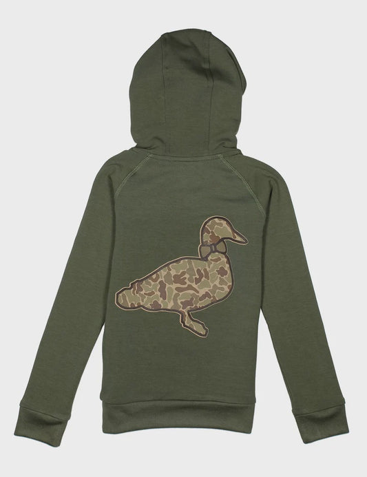 Properly Tied Boys Element Logo Hoodie Vintage Camo -Olive
