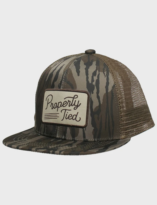 Properly Tied Sportsman Trucker Hat Mossy Oak Original Bottomland