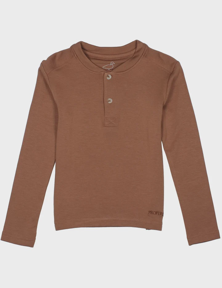 Properly Tied Shoreline Henley LS - Walnut
