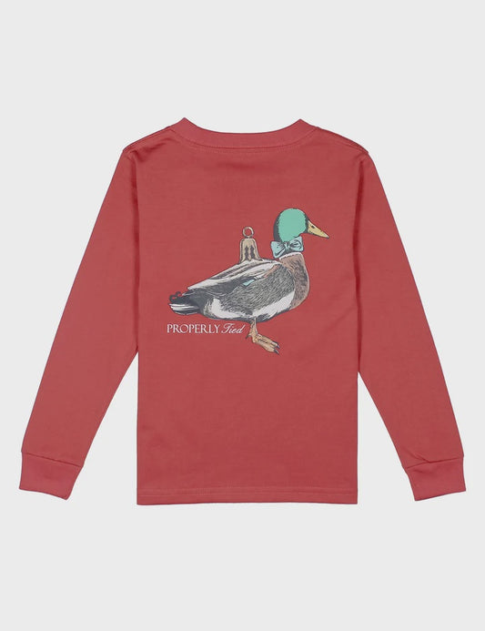 Properly Tied Boys Duck Ornament LS - Cabernet