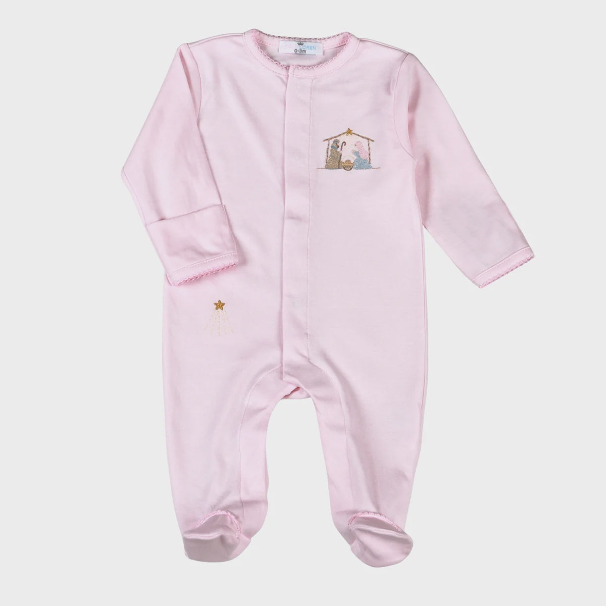 Baby Loren Pink Nativity Pima Footie