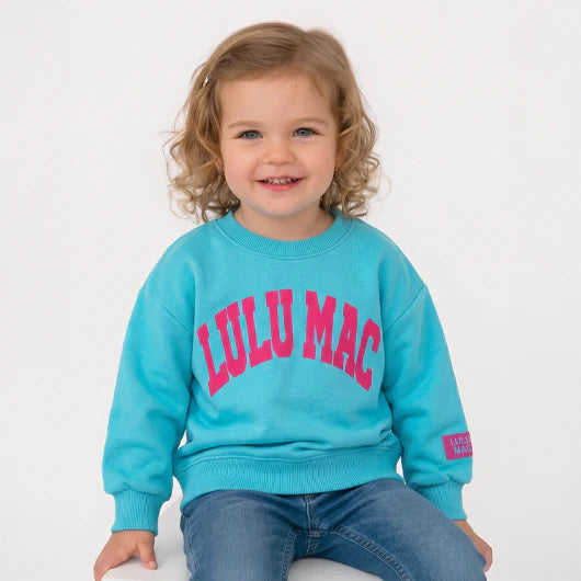 Lulu Mac Youth Puff Sweatshirt Blue/Hot Pink