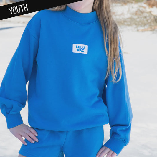 LuLu Mac Youth L/S Terry Cloth Top-Br Blue