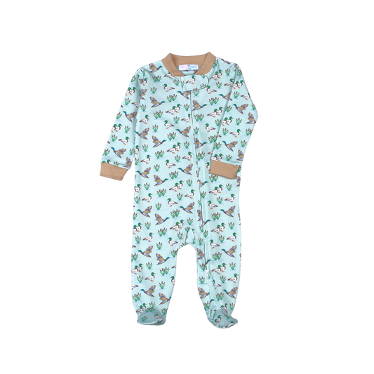 Baby Loren Mallard Ducks Pima Zipper Footie