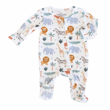 Caden Lane Safari Snuggles Baby Zipper Footie