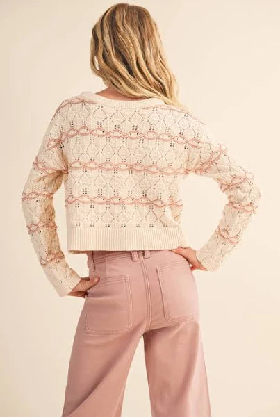 Heart & Arrow Wavy Pointelle Sweater