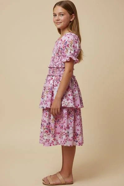 Hayden Girl Floral Smocked Dress - Pink