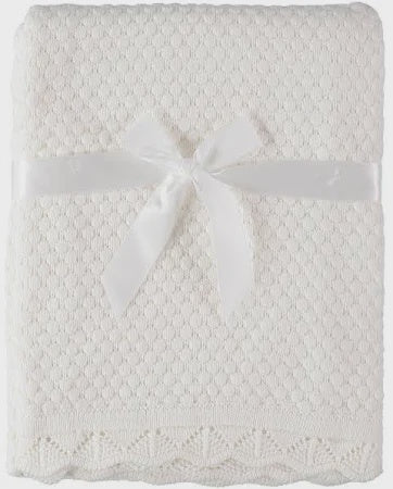 Baby Dove Popcorn Scallop Knit Blanket