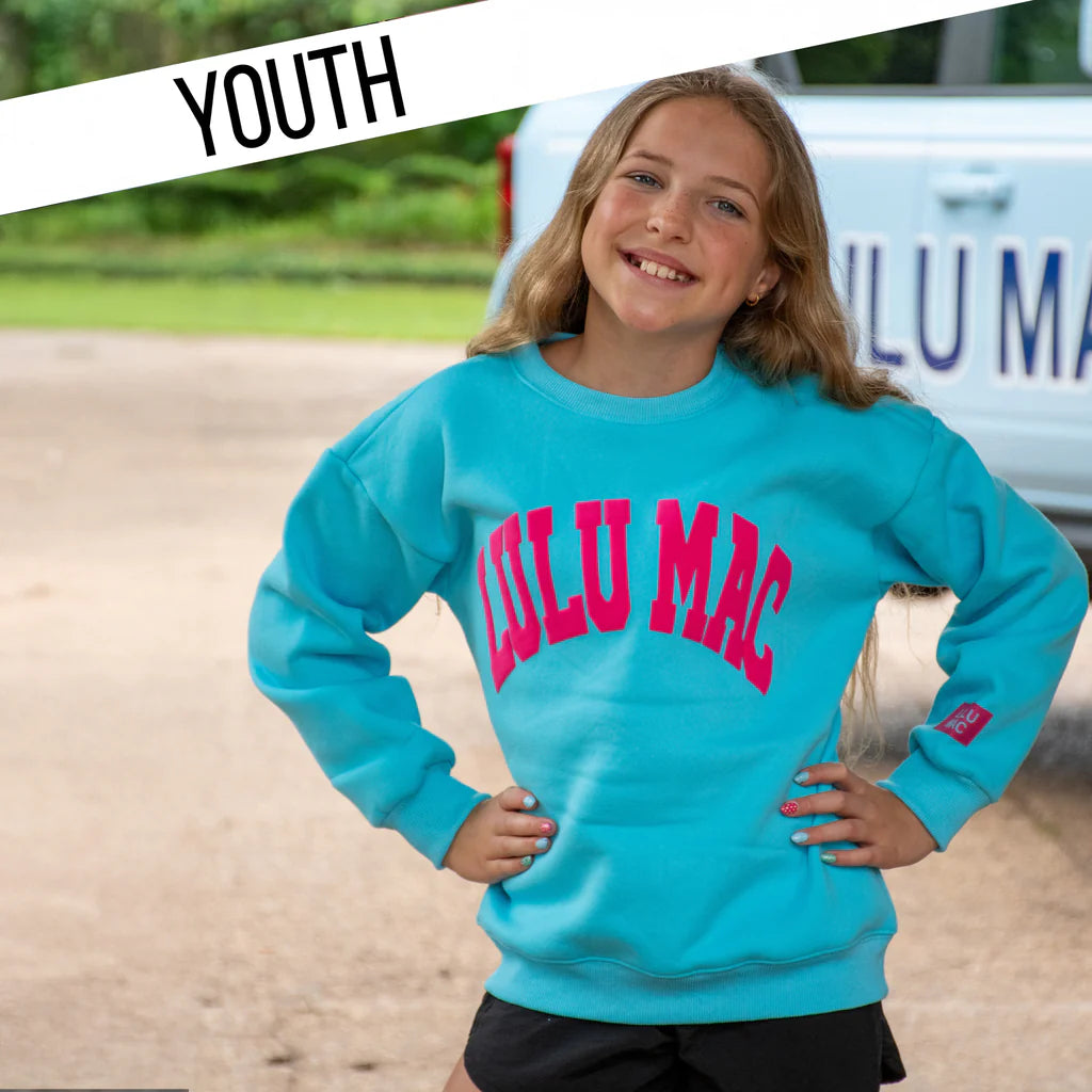 Lulu Mac Youth Puff Sweatshirt Blue/Hot Pink