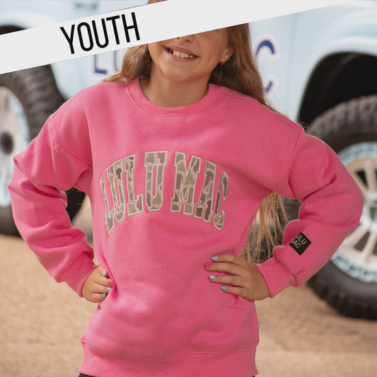 Lulu Mac Youth Bubblegum Camo Sweatshirt