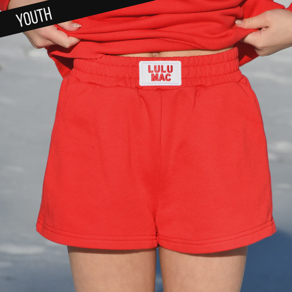 Lulu Mac Youth Terry Cloth Shorts - Red