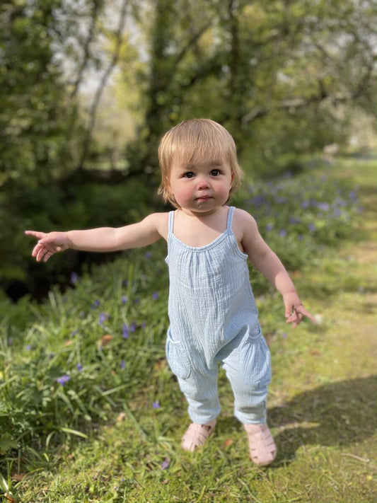 STEFANA GAUZE ROMPER BLUE