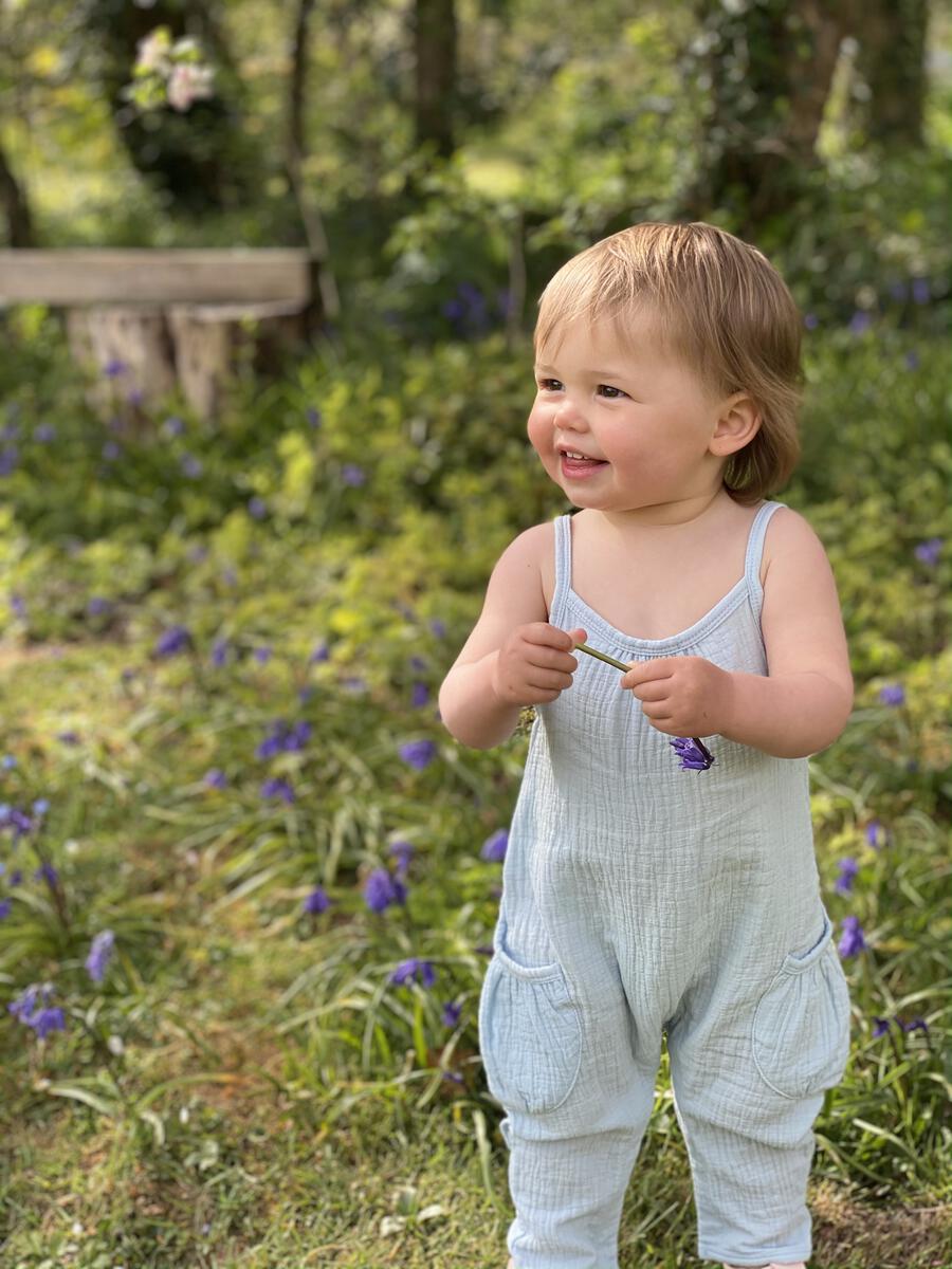 STEFANA GAUZE ROMPER BLUE