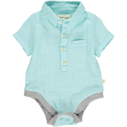 Aqua Cotton Helford Short Sleeve Onesie