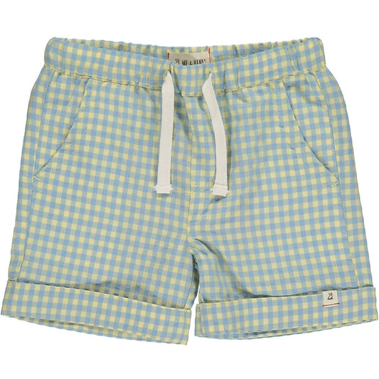 Lemon/Blue Plaid Marina Shorts