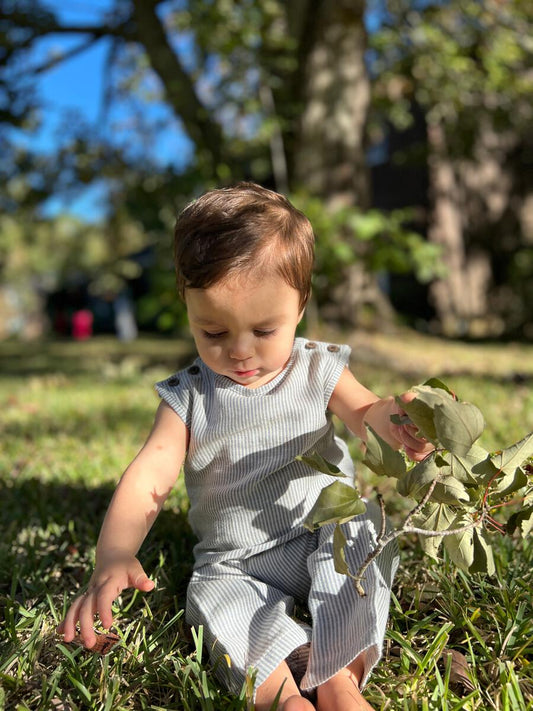 Edisto Romper Navy Stripe