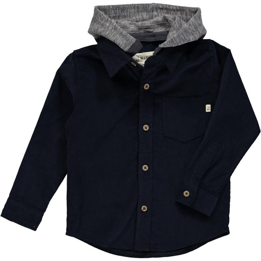Erin Hooded Woven Shirt Navy Cord