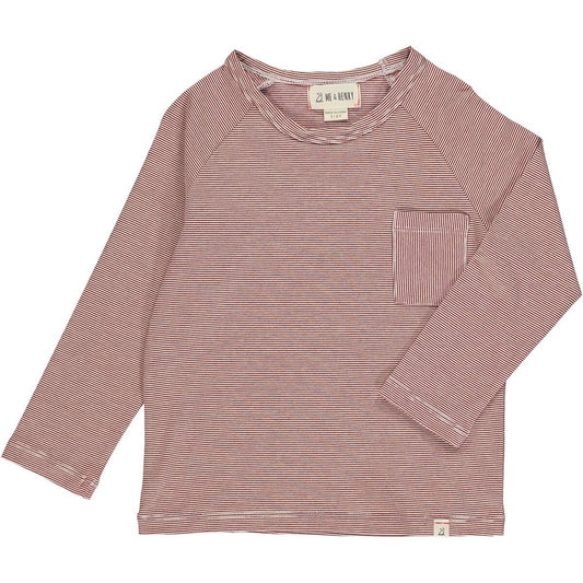 Aiken Raglan Tee Burgundy Stripe