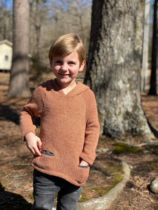 Lamar Knit Hooded Top Rust