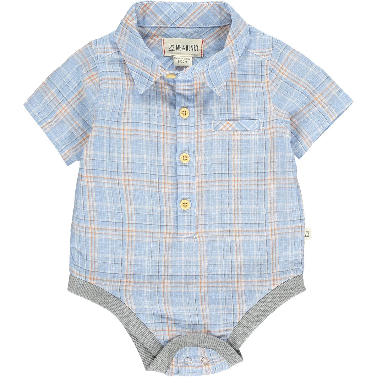 Blue/Orange Plaid Helford Woven Onesie