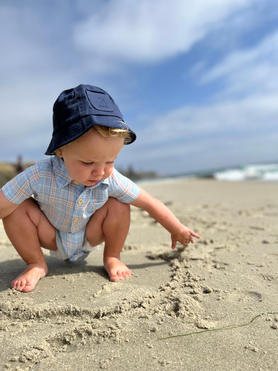 Blue/Orange Plaid Helford Woven Onesie