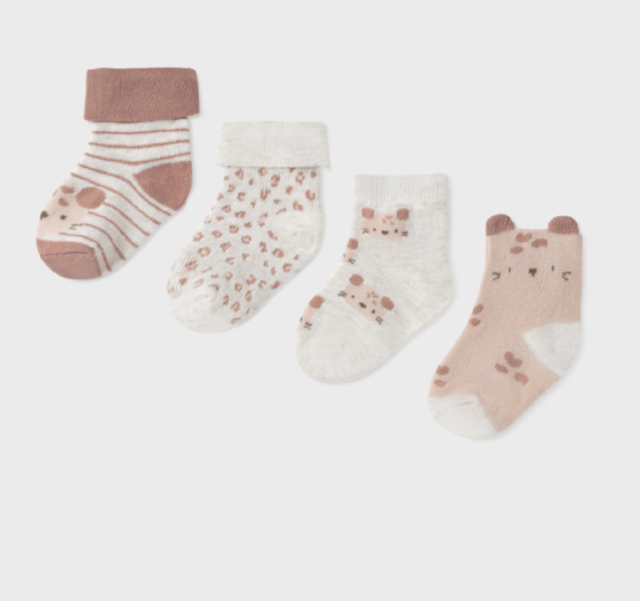 Leopard Set of 4 Socks Newborn