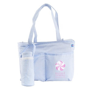 Baby Blue Seersucker Diaper Bag