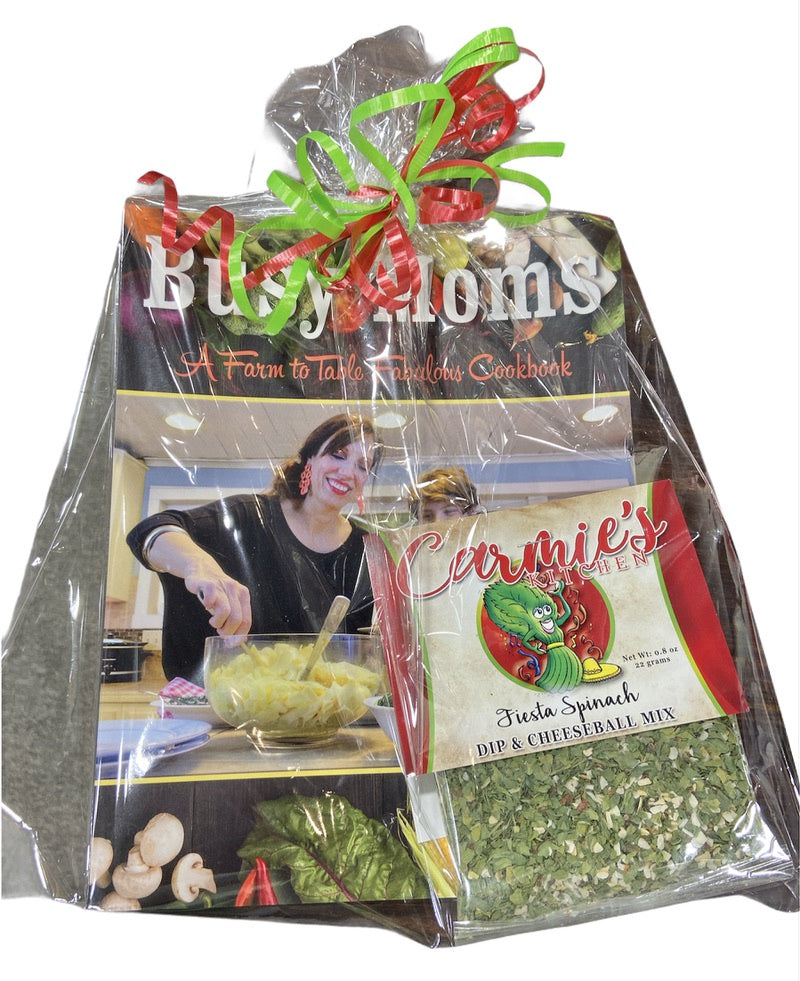 Busy Moms Cookbook w/Fiesta Spinach Dip Mix Set