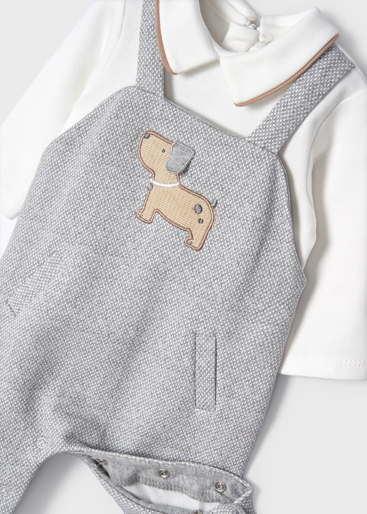 Grey Footie with Puppy