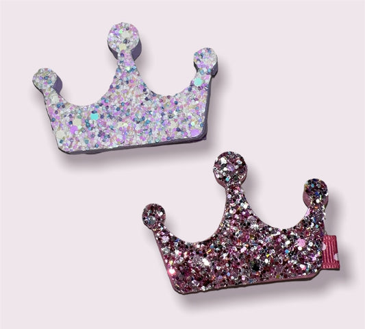 Glitter Crown Pink Clip