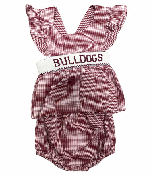 Smocked Bulldogs Bloomerset