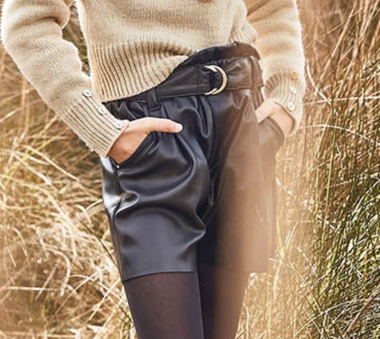 Leatherette Belted Short